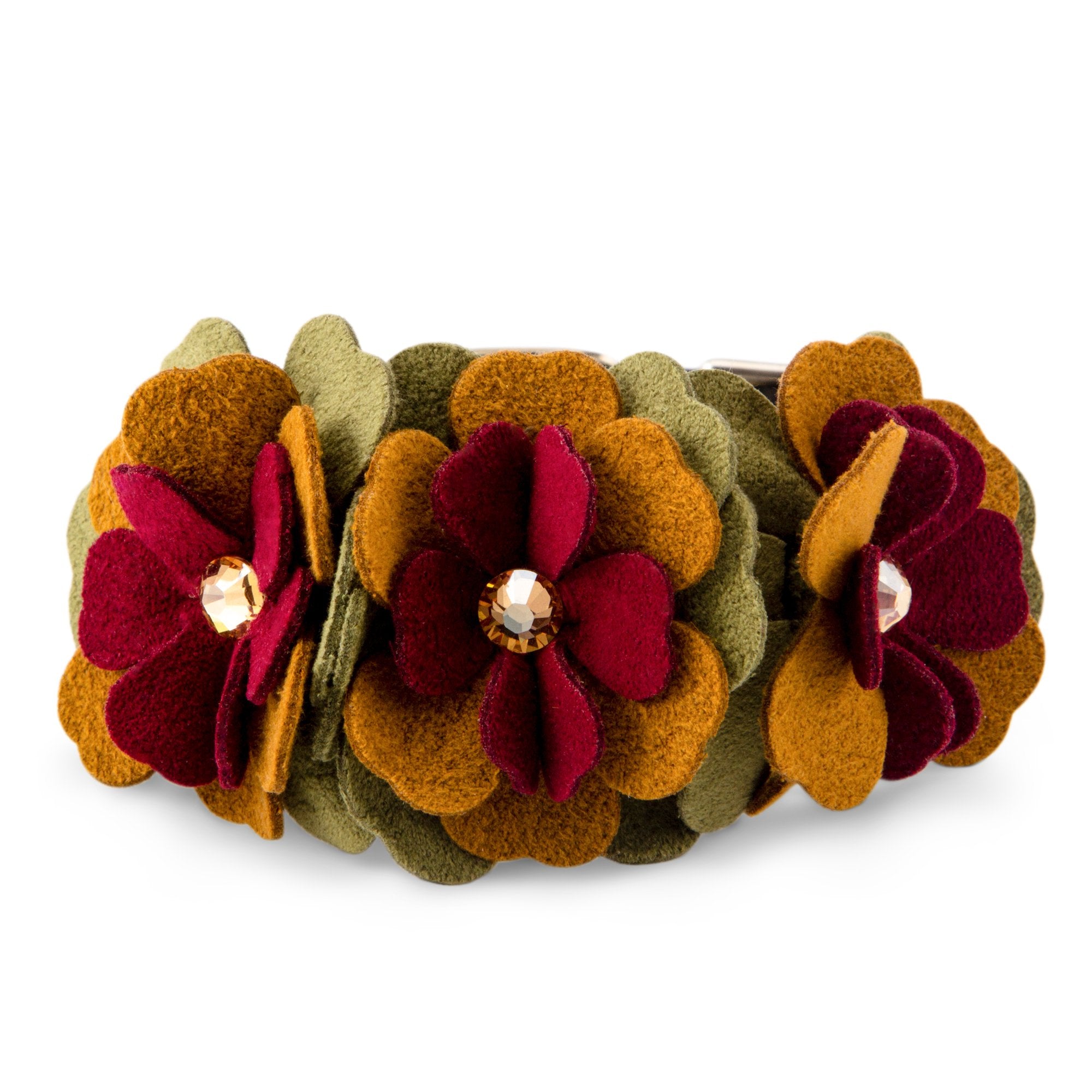 Dog & Puppy Collar Autumn Flowers accented with genuine Swarovski® crystals