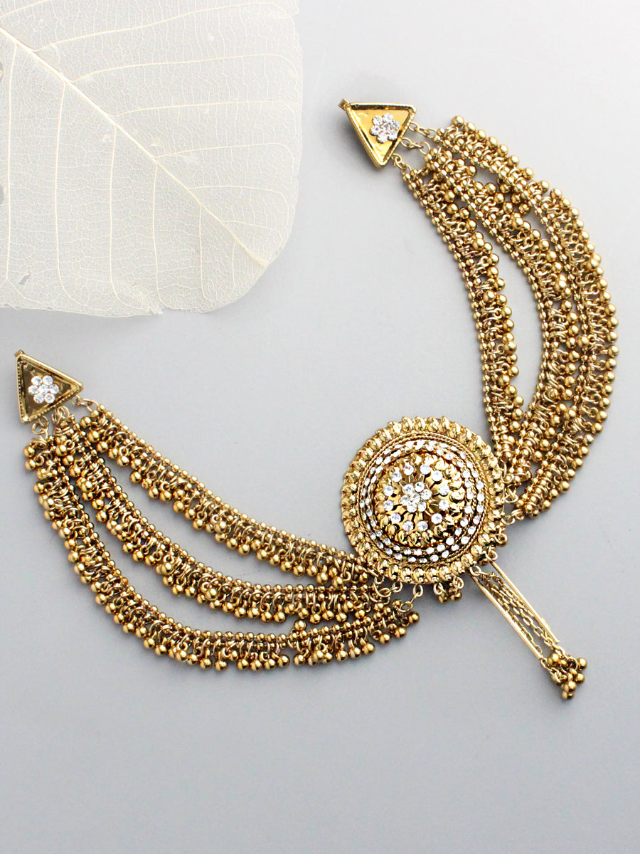 Azai by Nykaa Fashion Jewellery Sets  Buy Azai by Nykaa Fashion Statement  Gold Hair Bun Pin And a Traditional Gold Nathni Set of 2 OnlineNykaa  Fashion