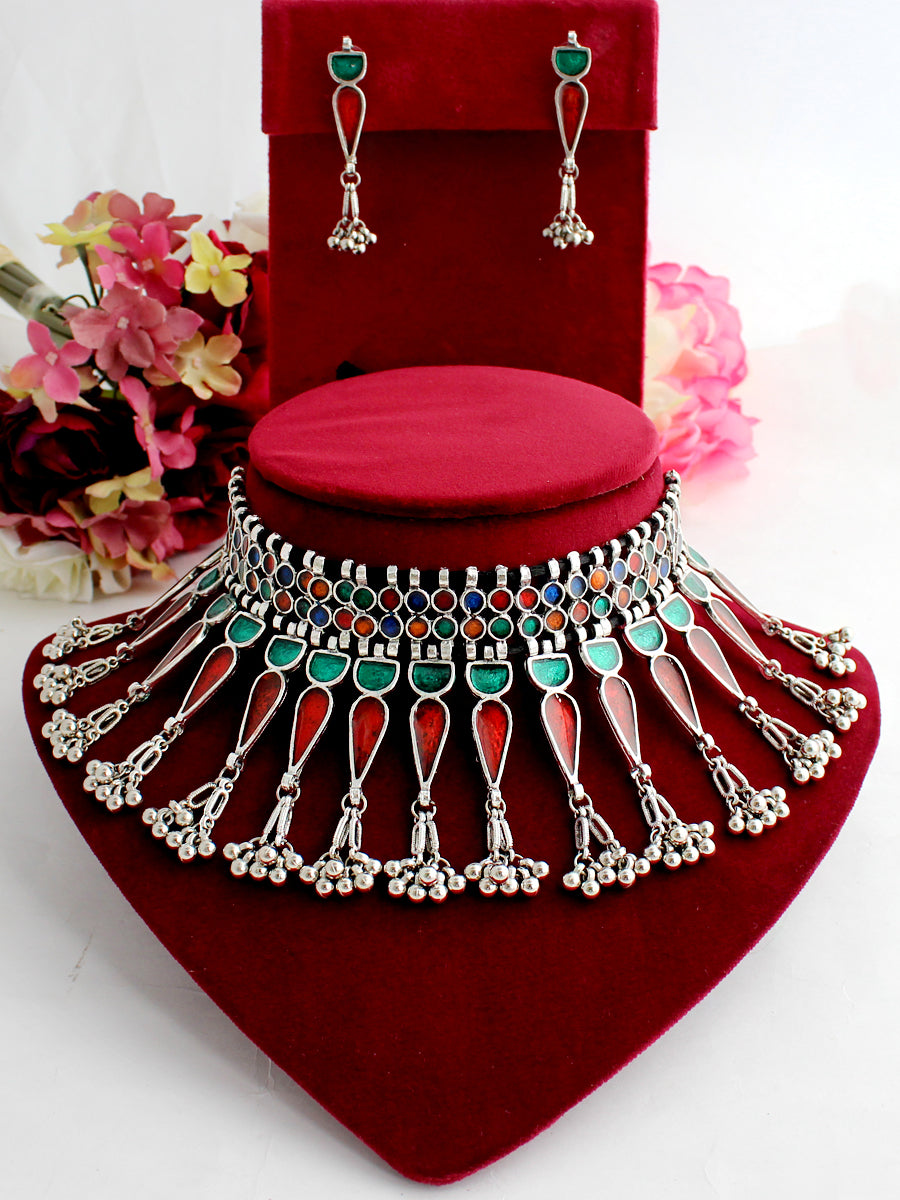 Charu Necklace Set-Multicolor