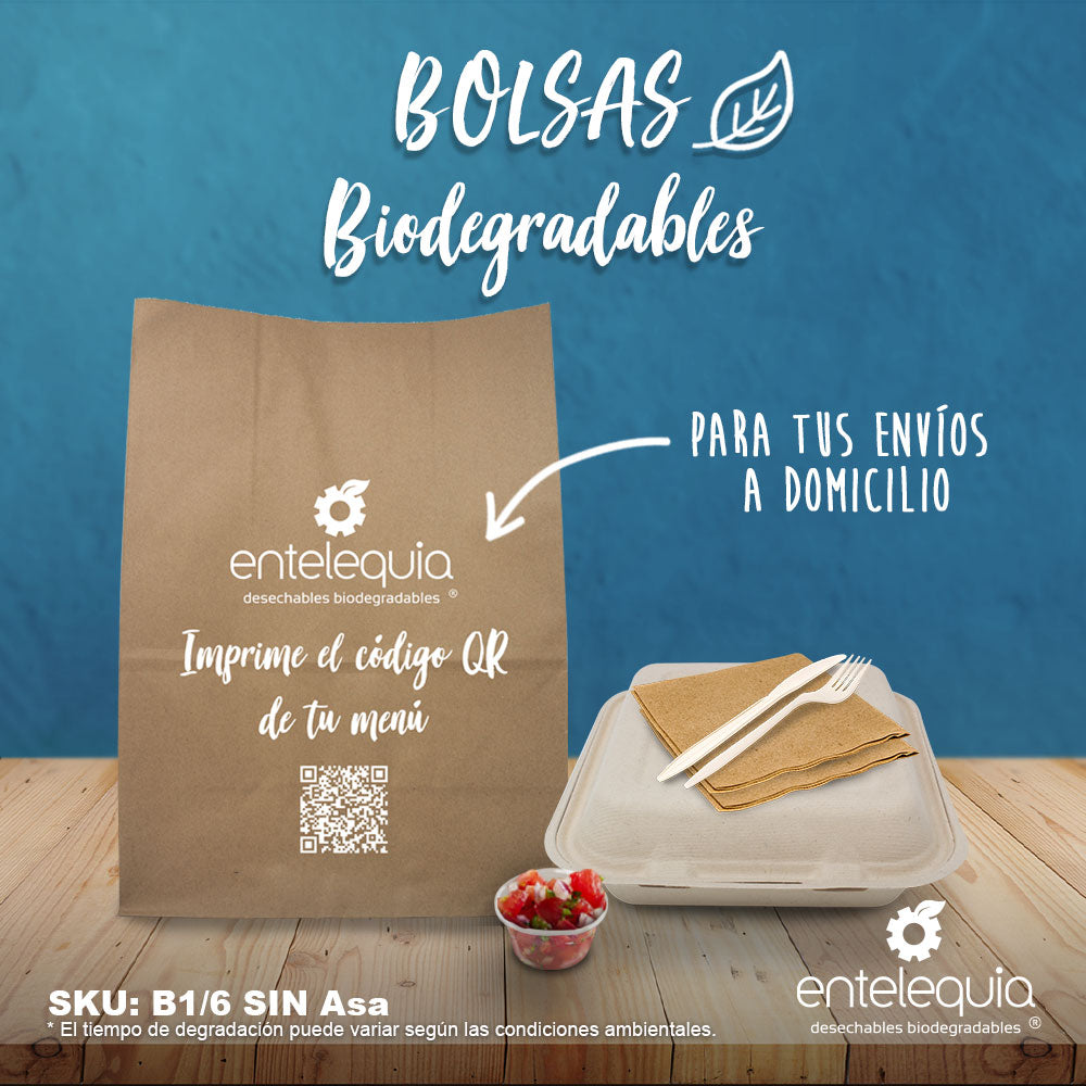 Bolsas de papel kraft personalizadas – Entelequia® Desechables  Biodegradables