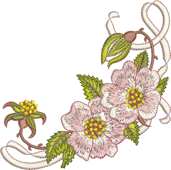 Briar and Ribbon Corner Embroidery Motif - 16 - Golden Classic - by Su ...