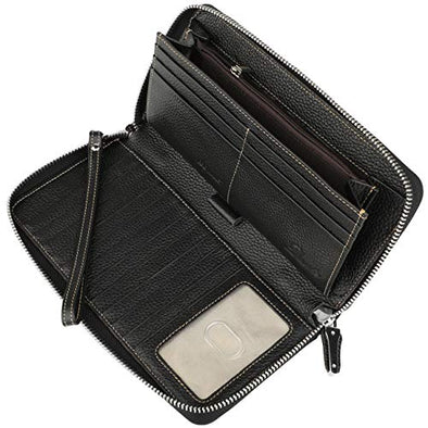 Boxiki Travel Women RFID Blocking Trifold Synthetic Wallet Black