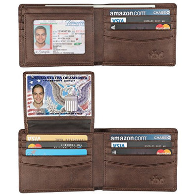 Trofung (Kingfisher Front Pocket Slim Bifold Leather Wallet RFID Blocking  with ID Window for Men at  Men's Clothing store
