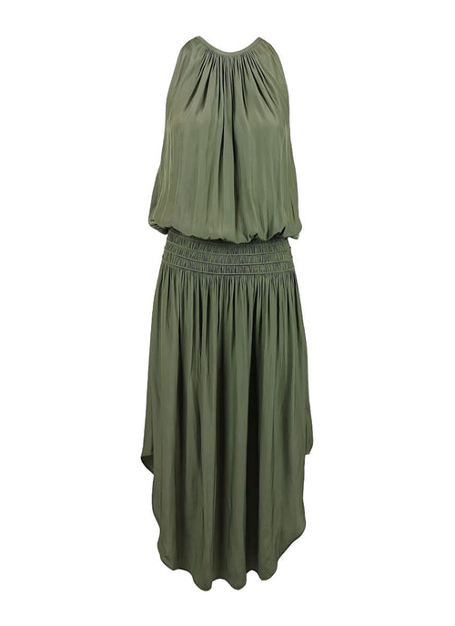 N180079 Front & Back Midi Dress *Army Green