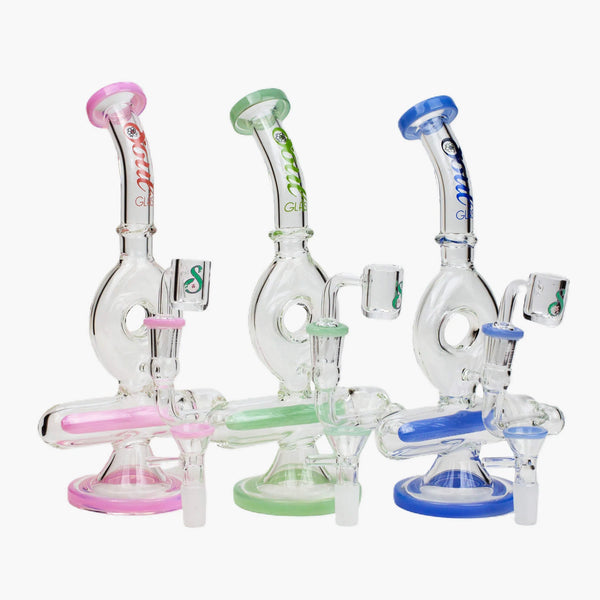 8" Glass 2-in-1 Donut Recycler Bong