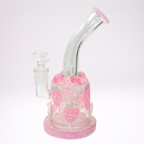Strawberry Sparkle Pink Glass Bong