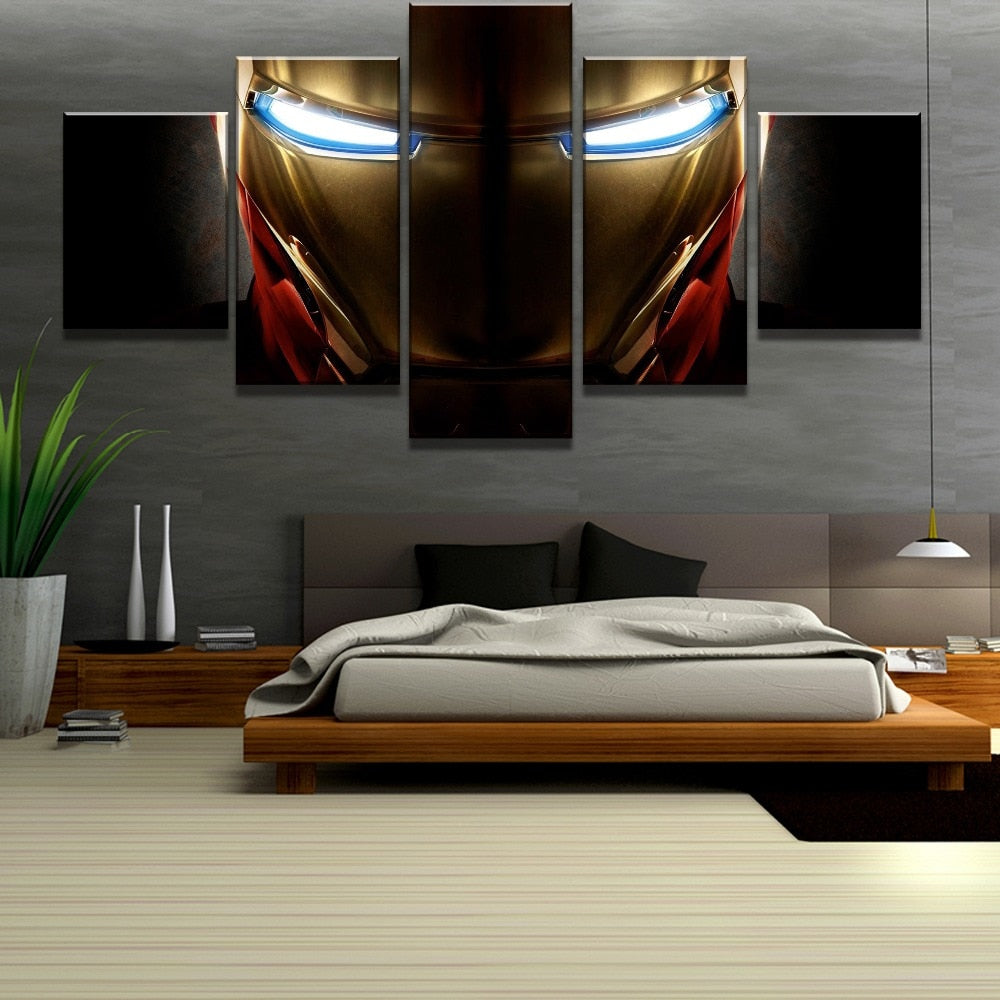 Hd Print 5 Piece Canvas Art Iron Man Marvel Movie Poster Paintings On Canvas Wall Art For Home Decorations Wall Decor Framework