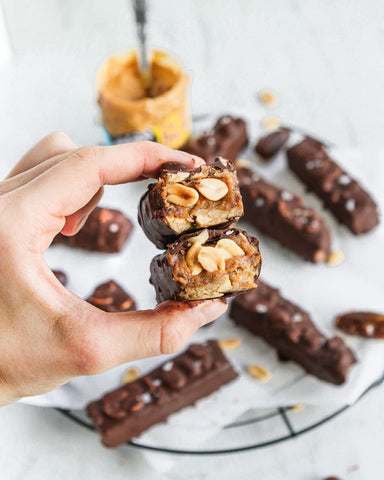 healthy snickers recipe vegan salted date peanut butter caramel