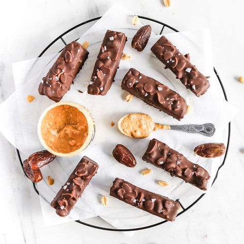 healthy snickers recipe vegan salted caramel peanut butter date