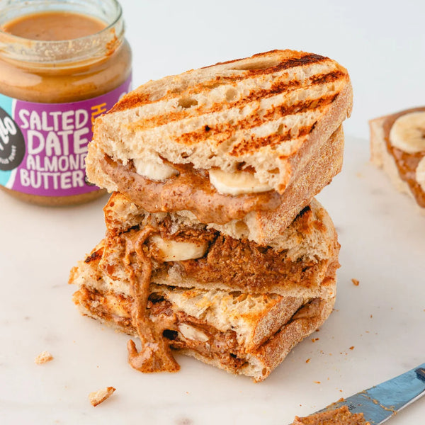 grilled salted date almond butter sandwich recipe