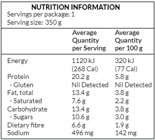 Cauliflower Leek & Bacon Soup Nutrition Panel