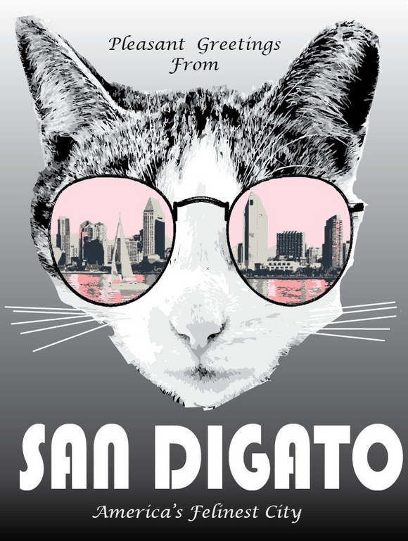 San Diego Cat Postcard Notso Kitty