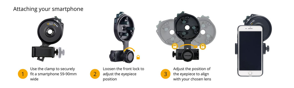 Attaching the VEO PA-65 to a smartphone