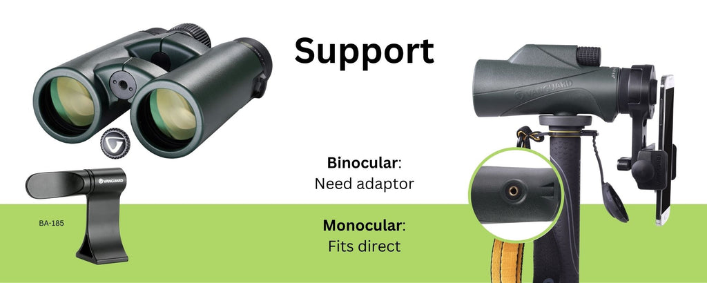 You don;t need any extra kit to attach your Vanguard monocular to a tripod or monopod