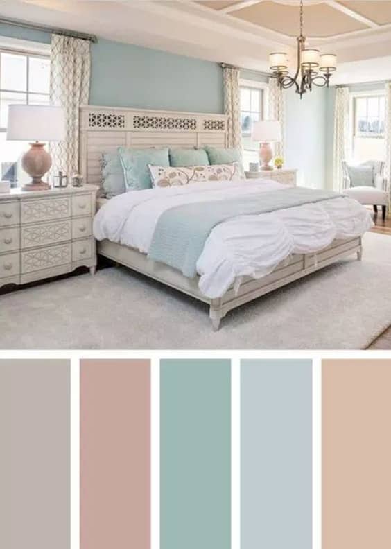adorable pastel beige blue brown bedroom