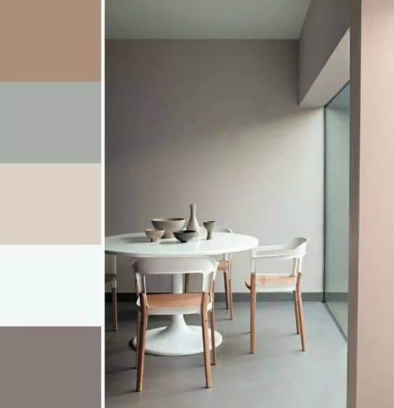 beautiful pastel brown grey white beige dining room