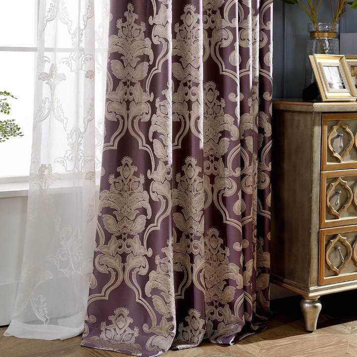 Classic Damascus jacquard Purple Curtains and Drapes