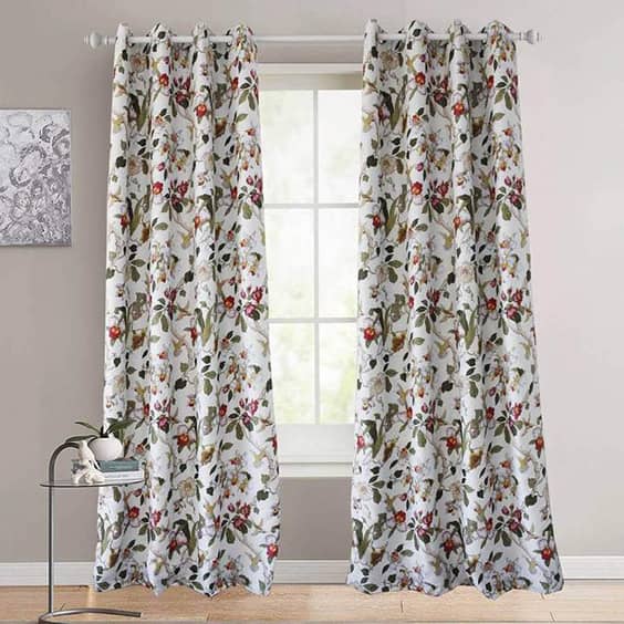 red flower drapes bird kitchen thermal curtains