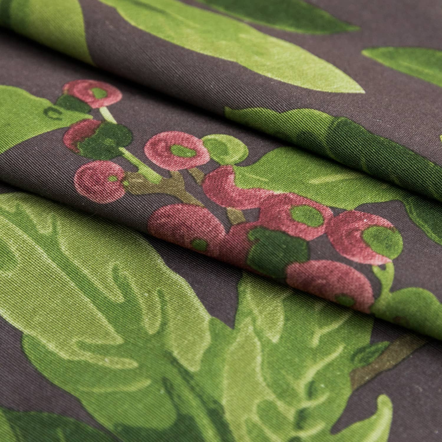 Red Cherry Green Leaves Curtains and Drapes for Living Room 2 Panels ...
