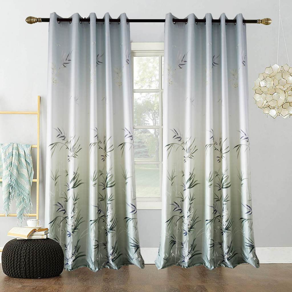 Light Green Bamboo Print Window Curtains Living Room Drapes For Sale Anady Top