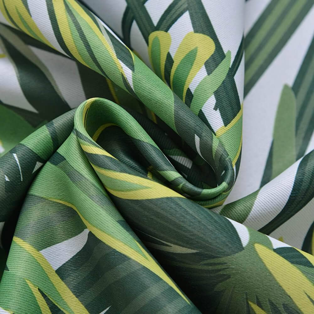 Green Leaf Curtains Blackout Jungle Pattern Drapes for Bedroom 2 Panel ...