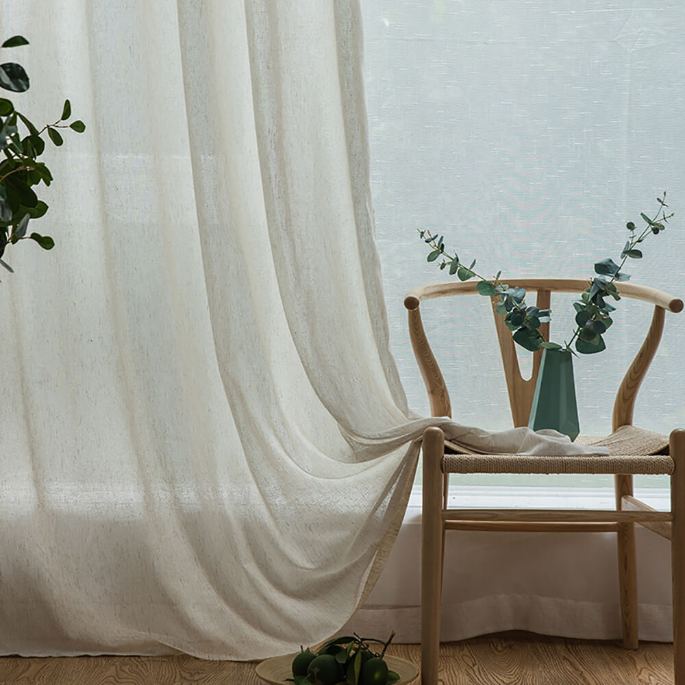 Nature Linen Sheer Curtains For Living Room Cotton Blend Bedroom Voile Anady Top