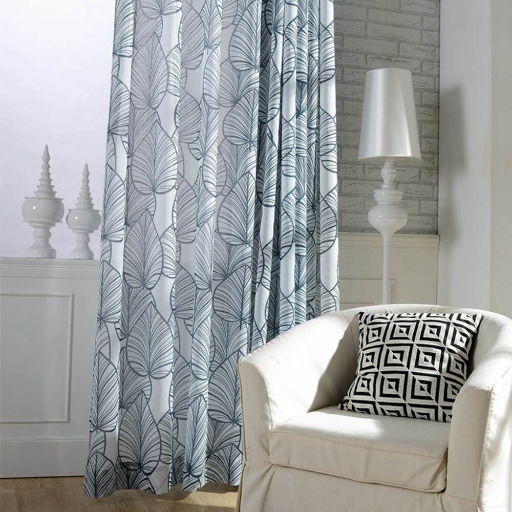 Art Navy Leaf Sheer Curtains Voiles 2 Panels Anady Top