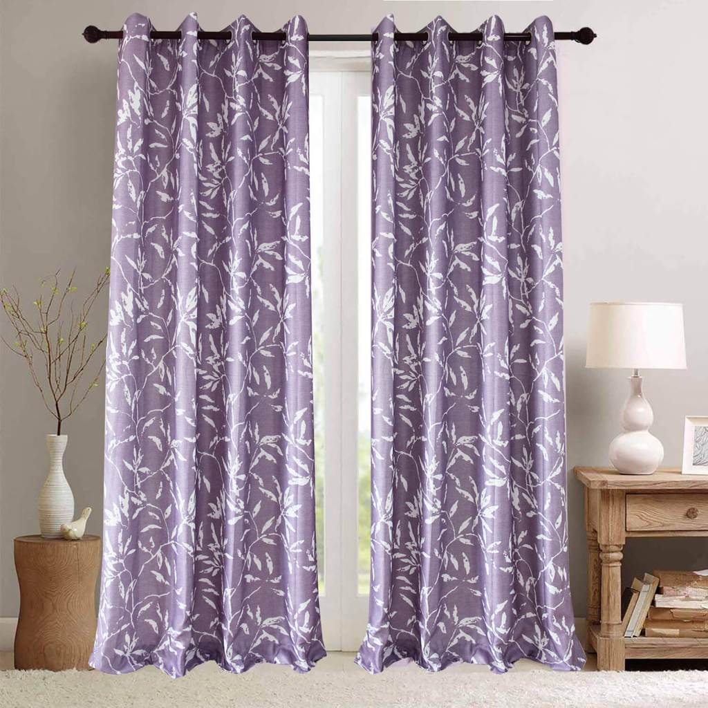 Purple Curtains White Bamboo Leaf Drapes Radiant Orchid 2 Panels Anady Top