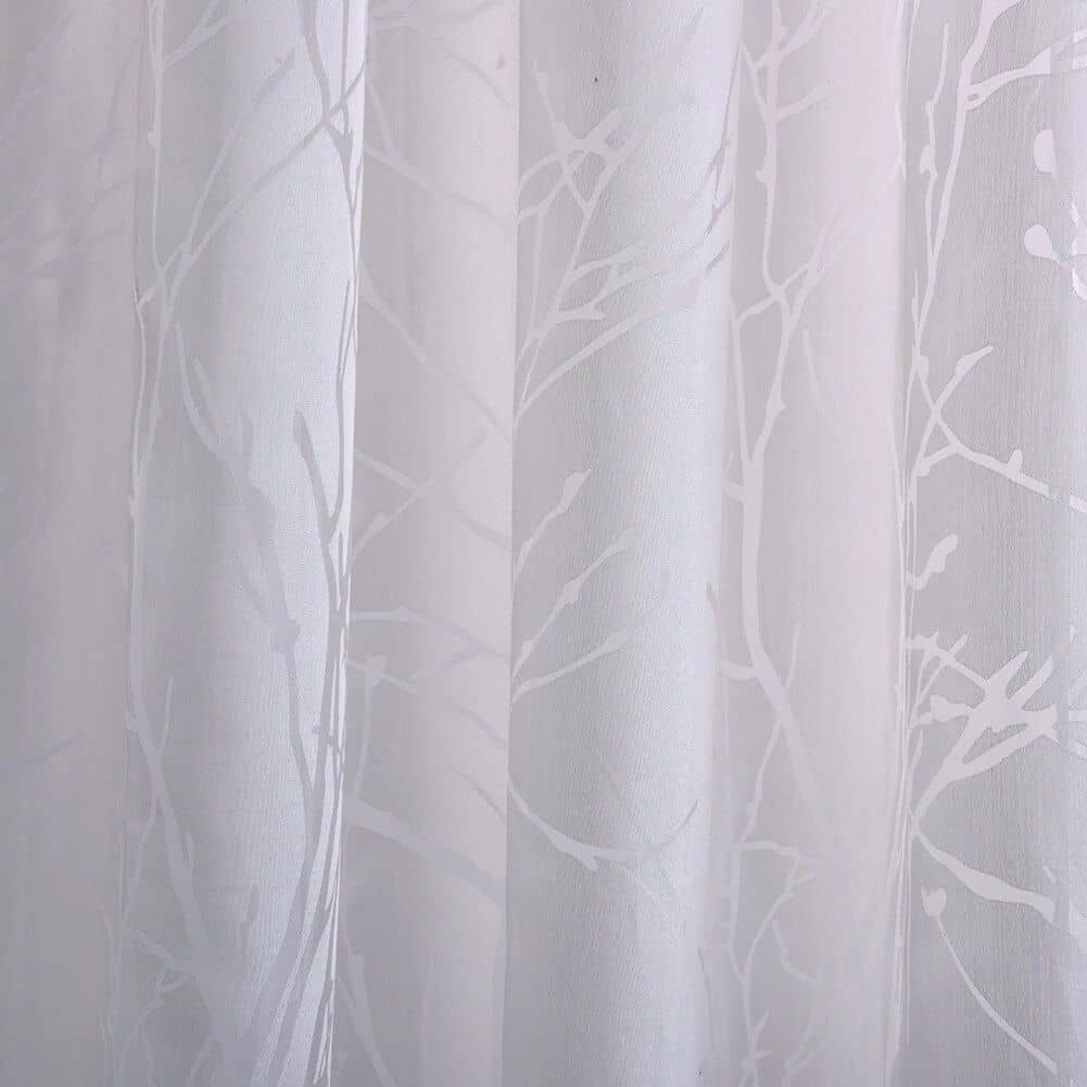 Branch Tree White Sheer Curtains For Bedroom Living Room 2 Panels Anady Top