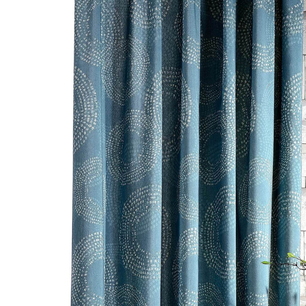 Modern Custom Drapes Teal Blue Geometric Kitchen Curtains For Sale Anady Top