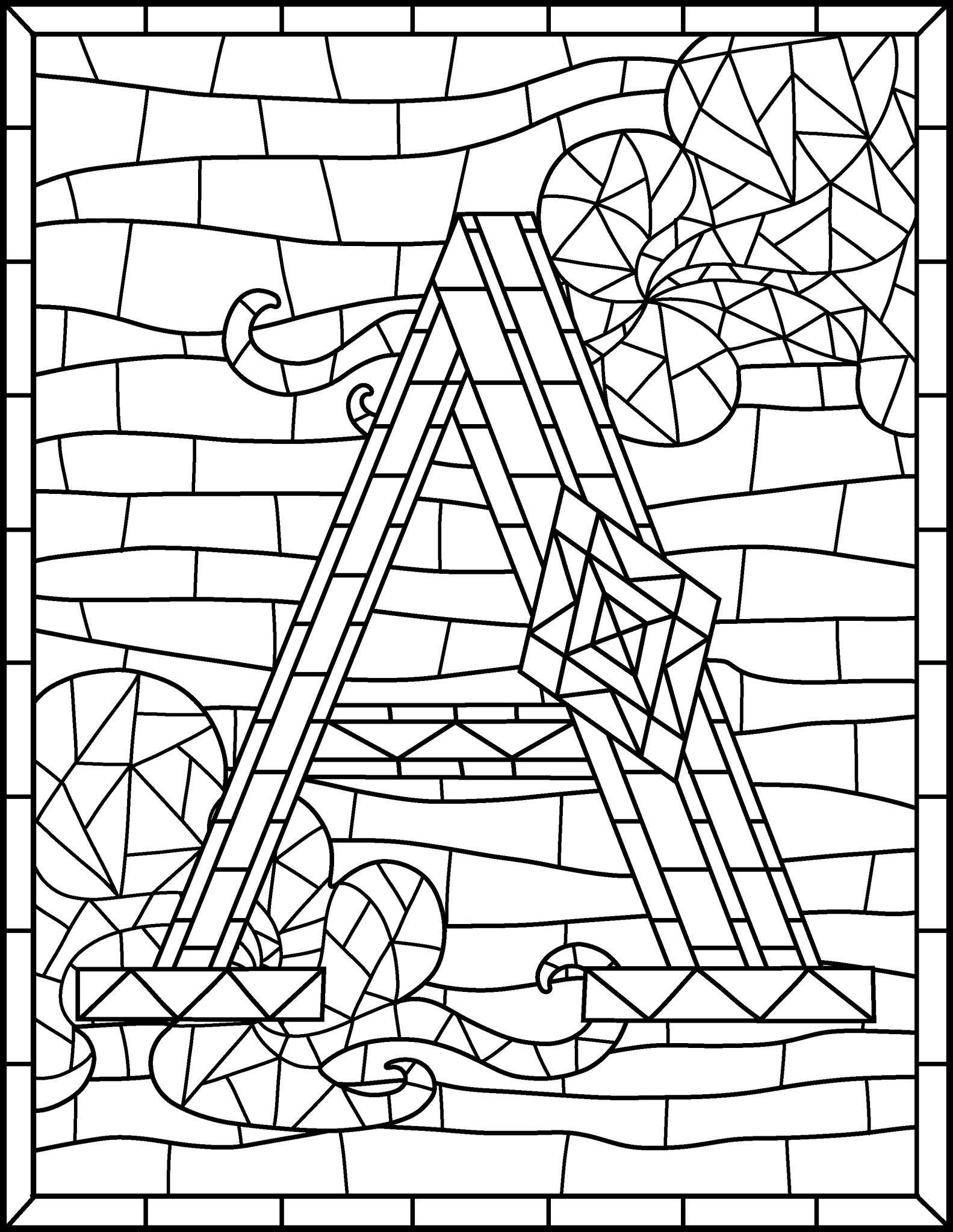 free stained glass coloring book pages