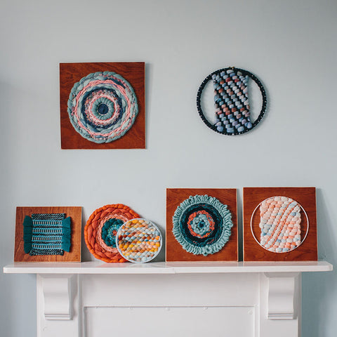 Handwoven circular artwork from West Coast collection by Cassandra Sabo Designs