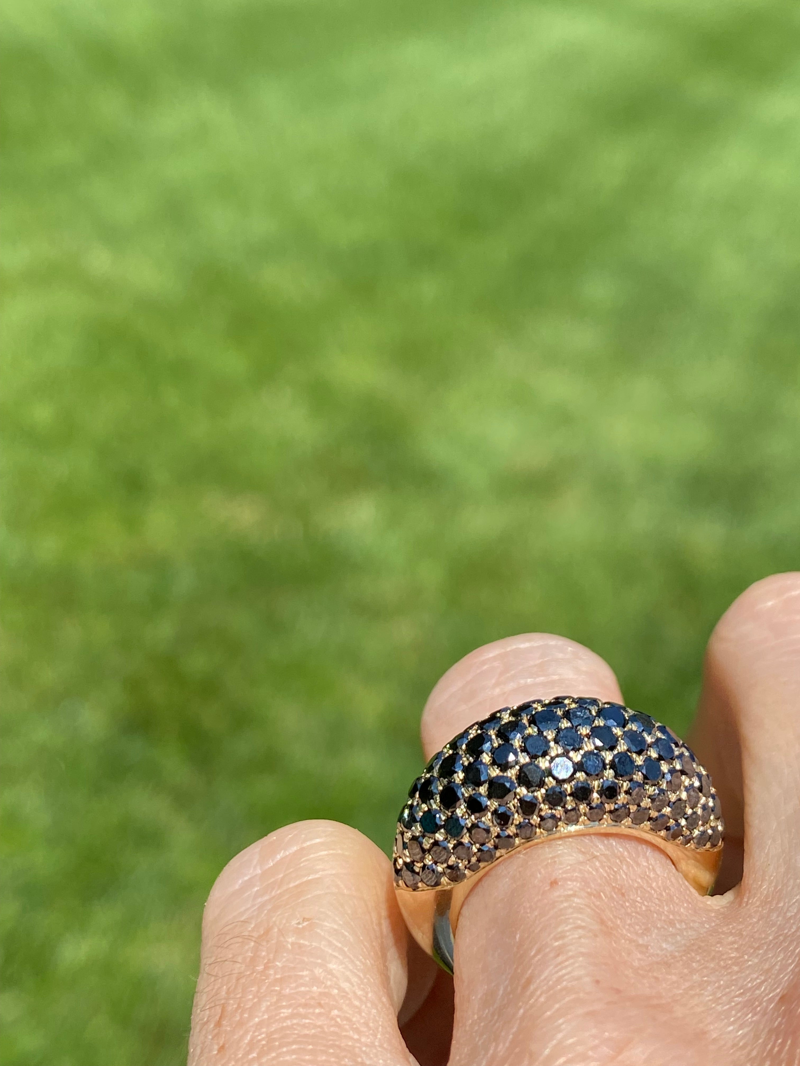 Domed Black Diamond Mediation Ring