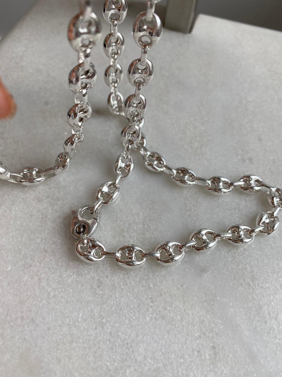 sterling silver gucci link necklace