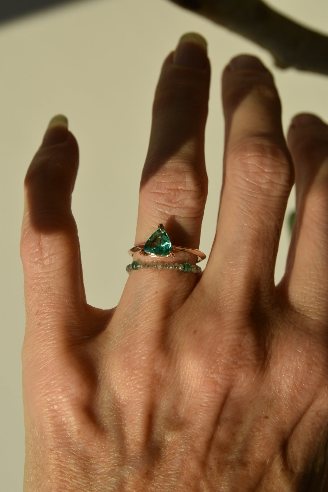 Beaded Diamond and Emerald Ring