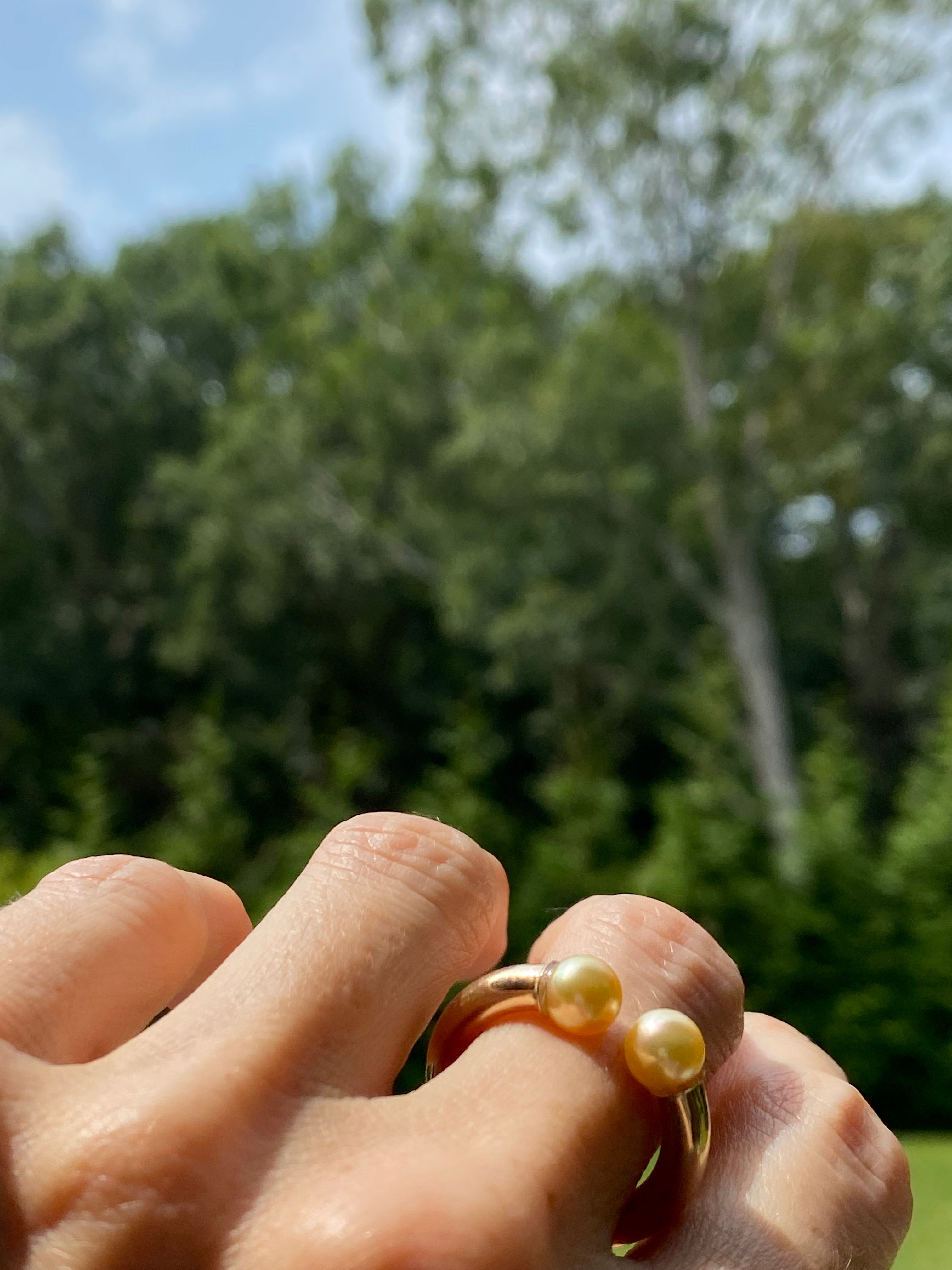 Double Gold Pearl 5mm Hollow Round Ring