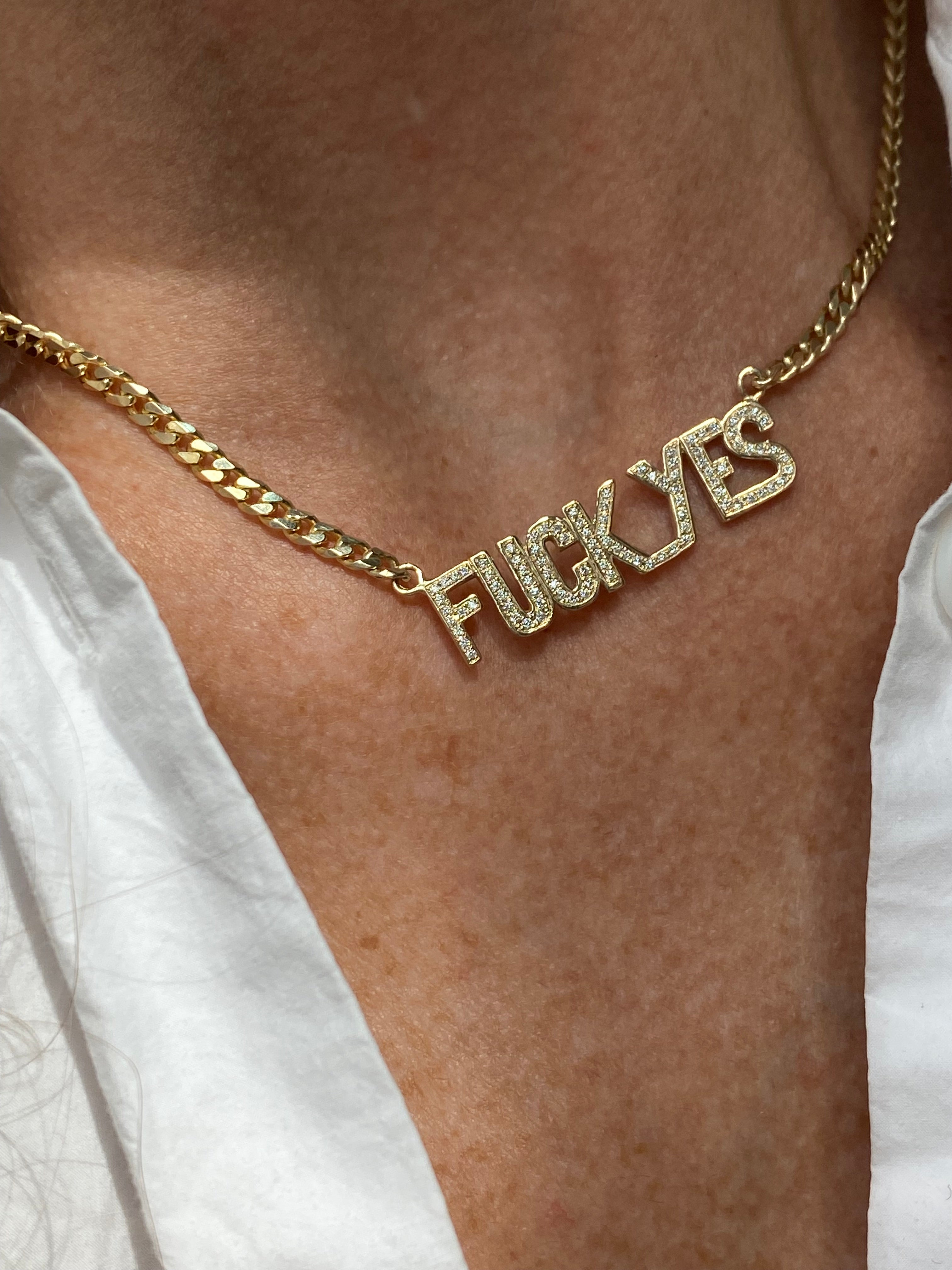 Pave FUCK_YES Necklace