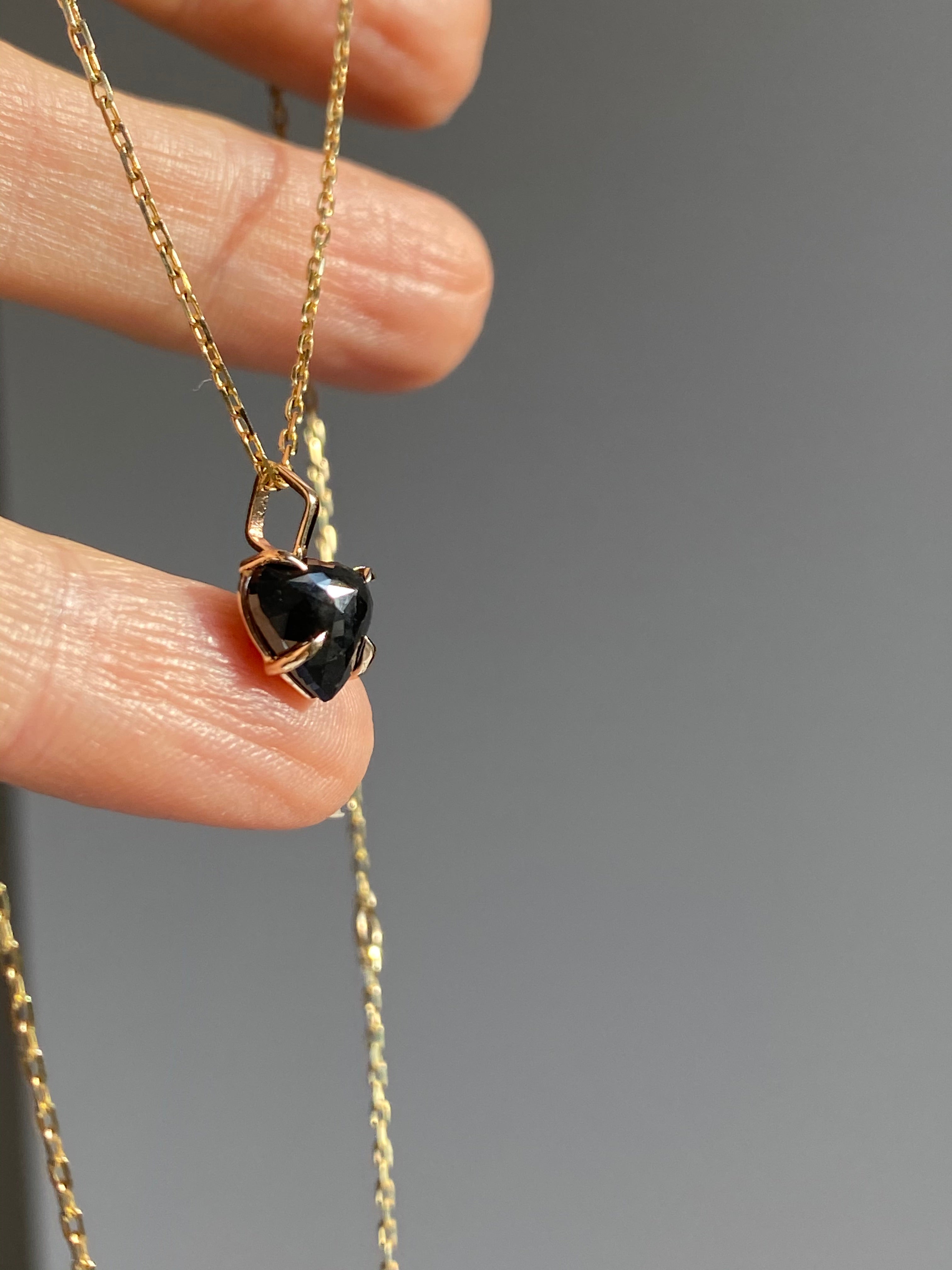 Black Diamond Heart Pendant Necklace