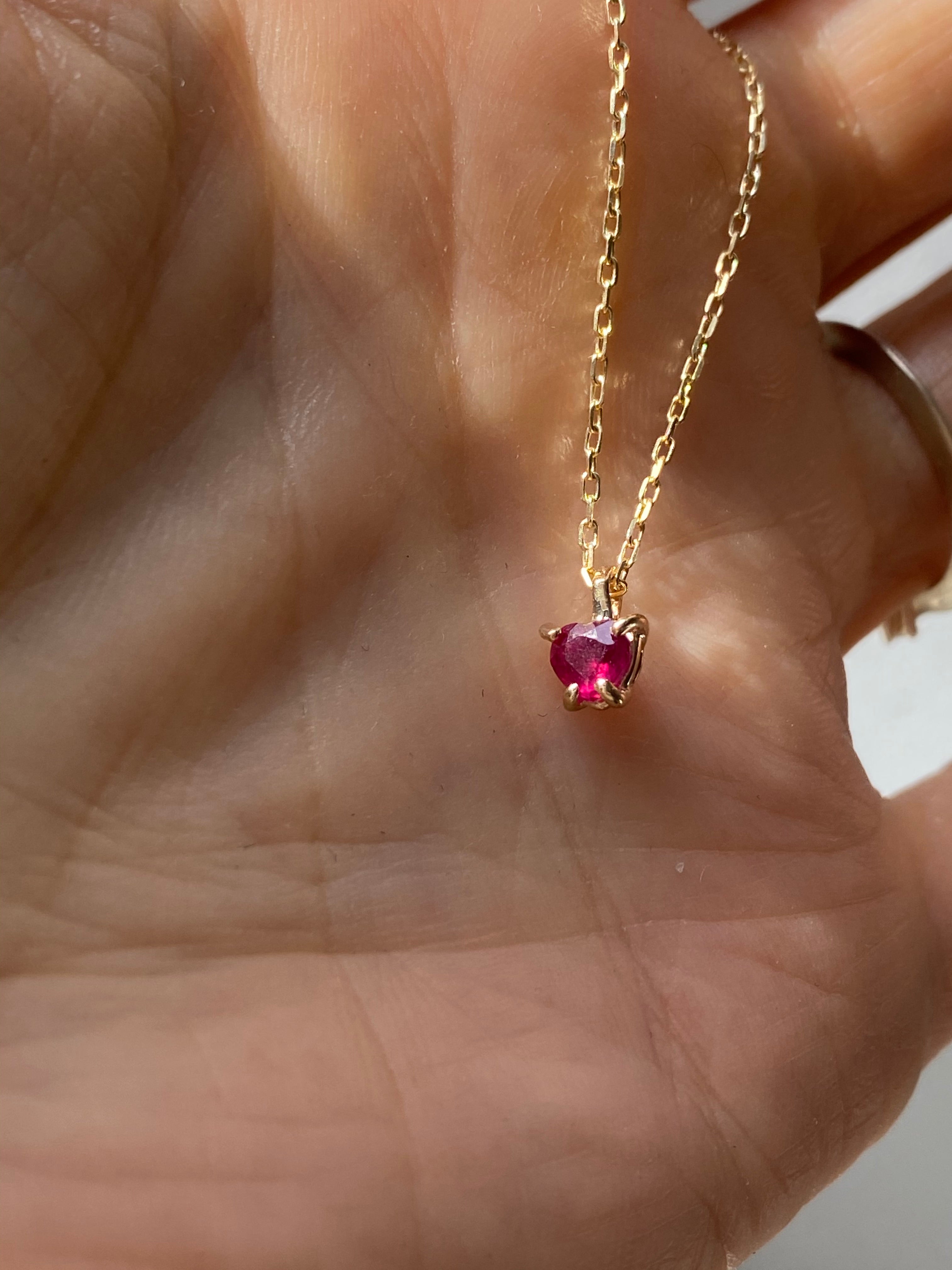 .25 Carat Ruby Heart cut gem necklace