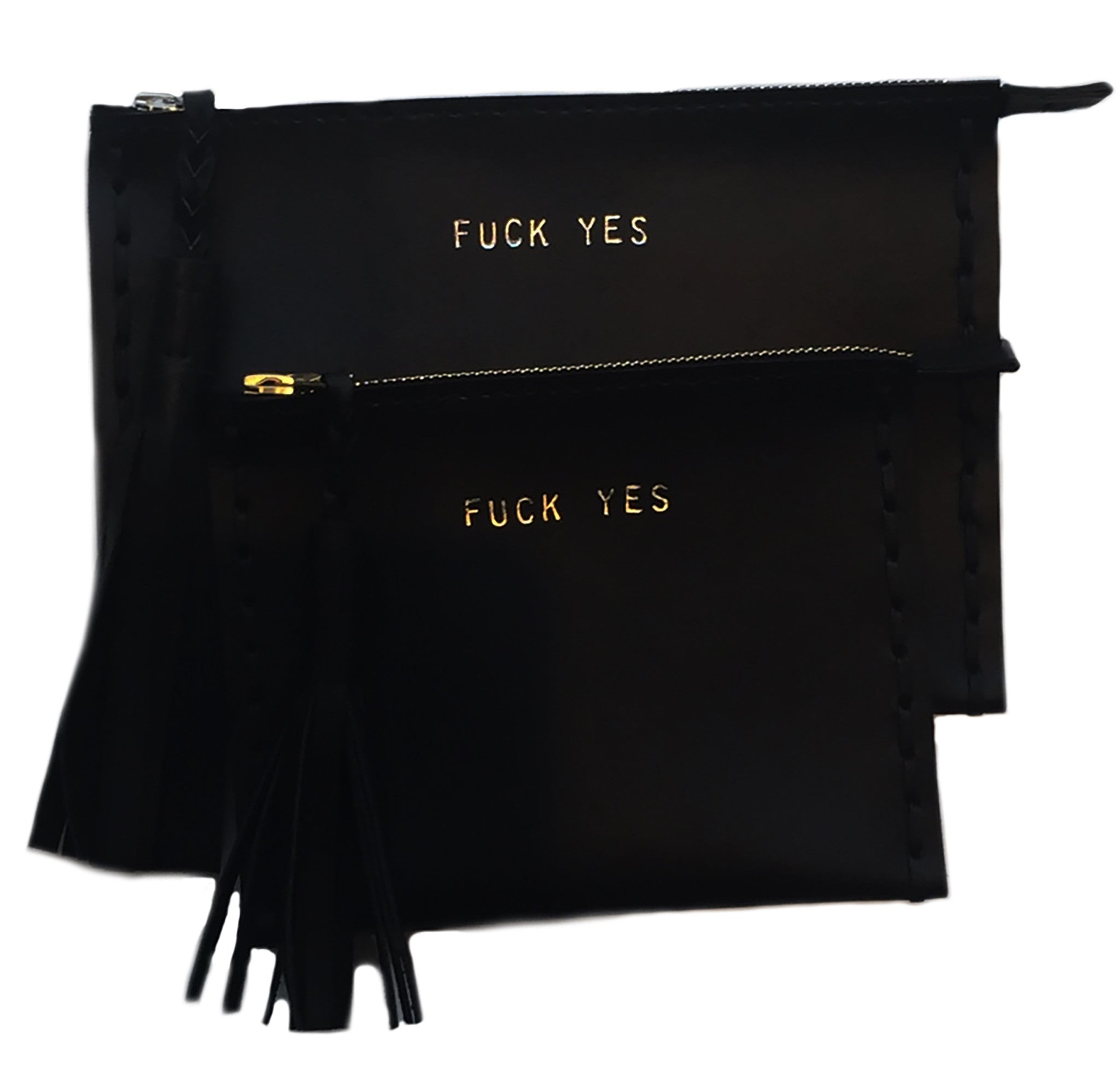 Embossed Fuck Yes Laced Leather Clutch Wendy Nichol 