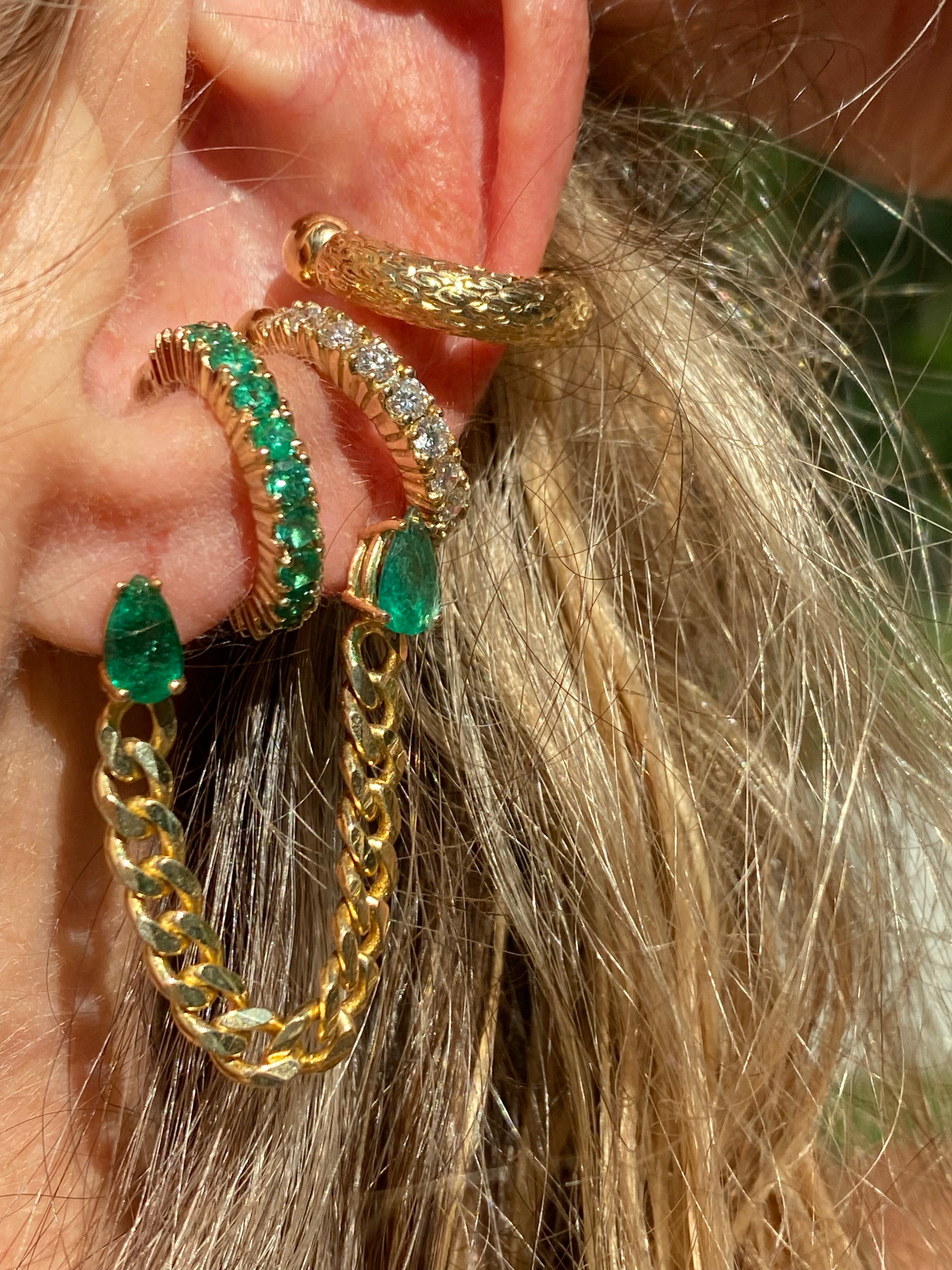 Emerald Gemstone 17mm Ear Cuff