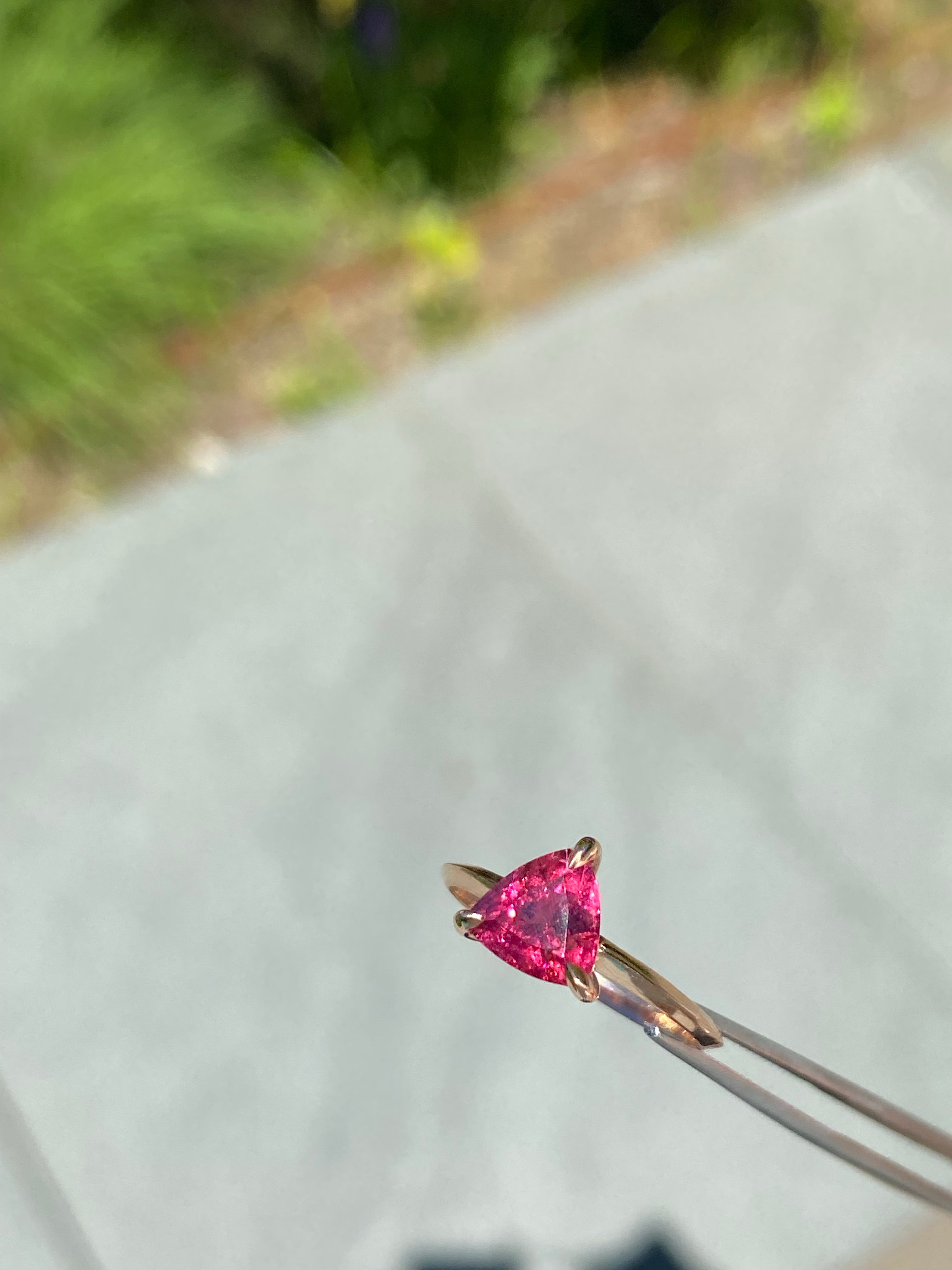 1 Carat Pink Tourmaline Pyramid Ring