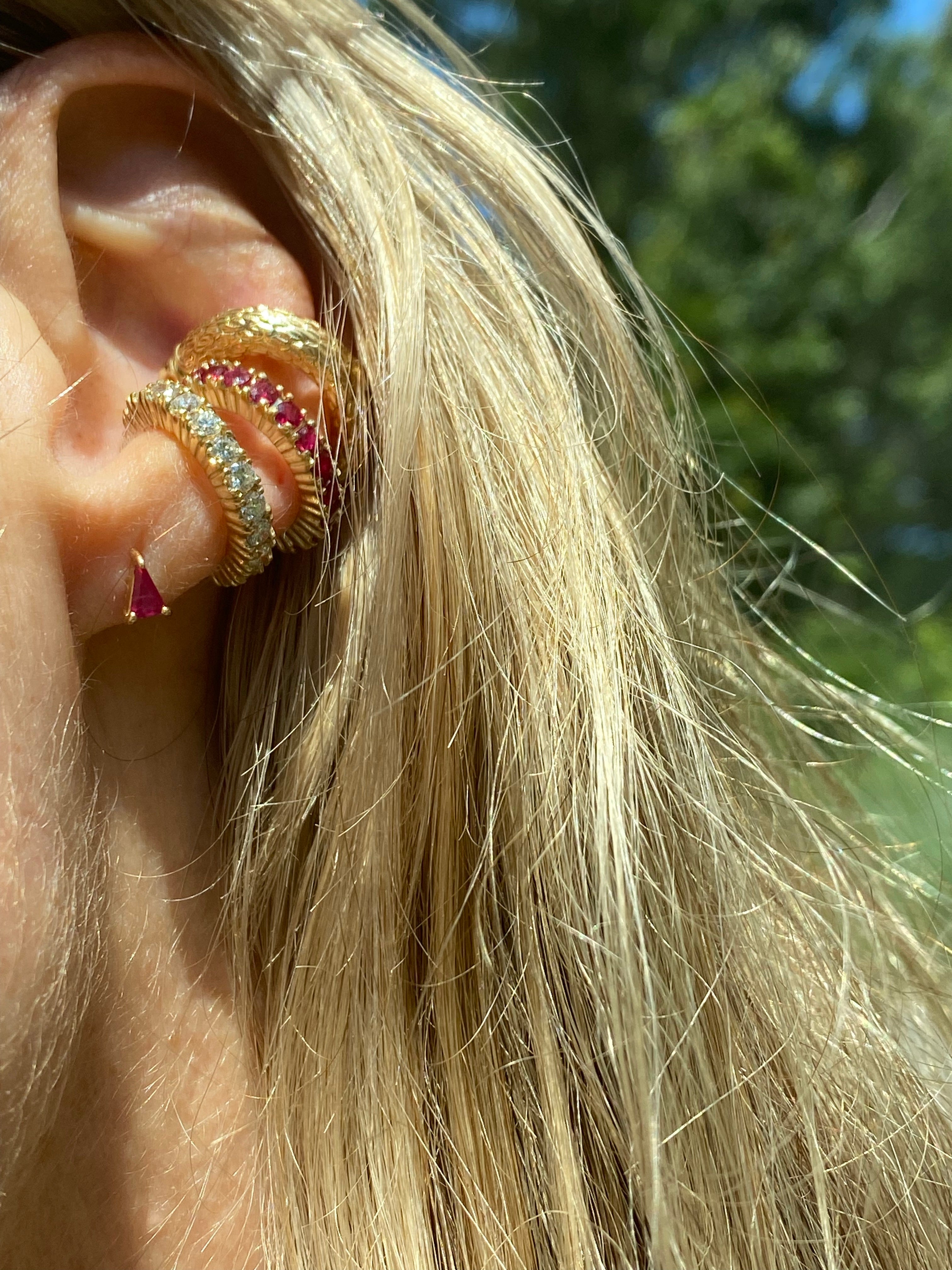 Ruby Gemstone 17mm Ear Cuff