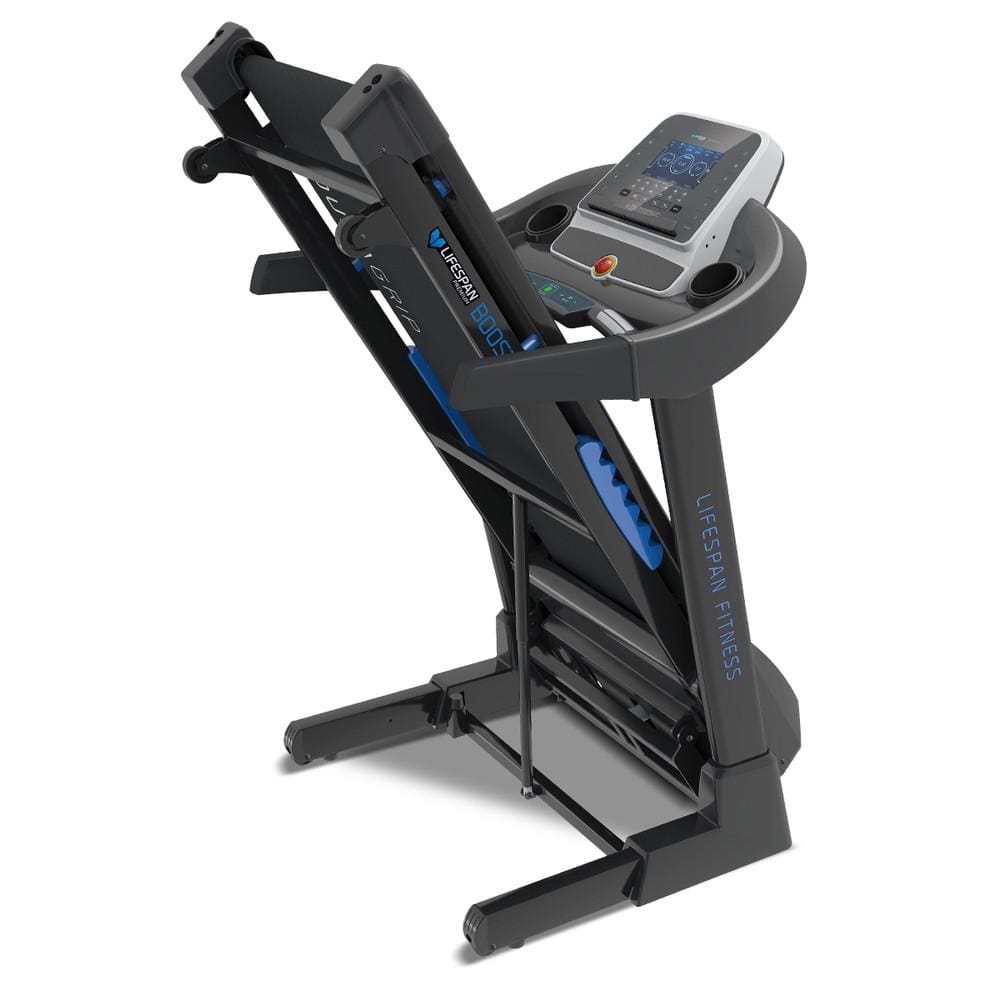 folding treadmill, shows the treadmill and how it folds