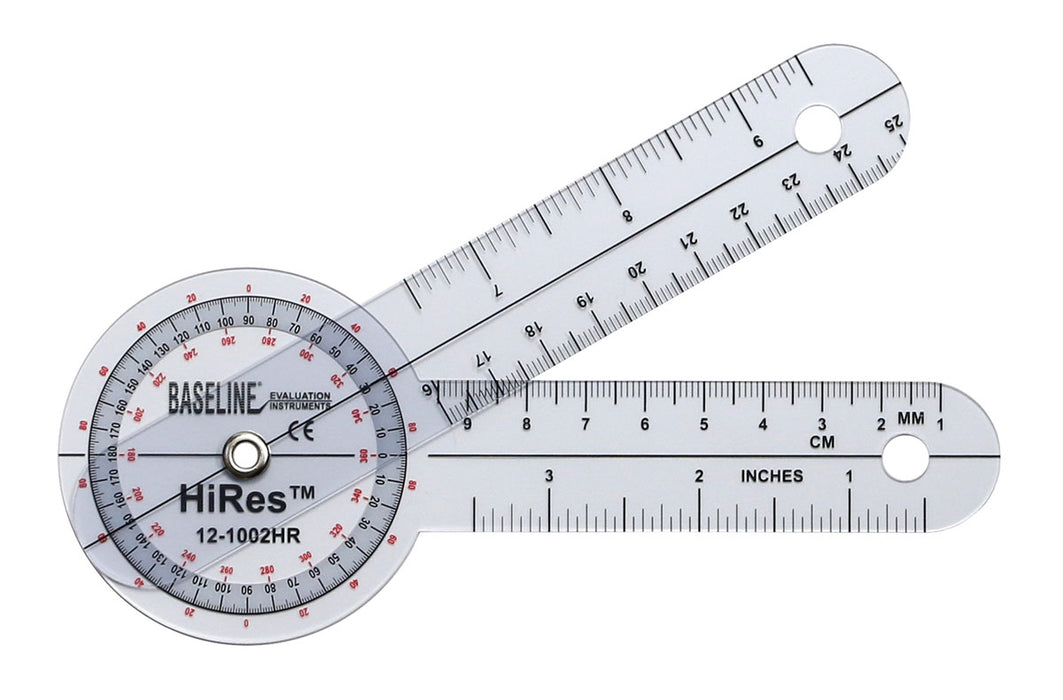 Baseline Plastic Goniometer Hires 360 Degree Head — Classic Health 9476