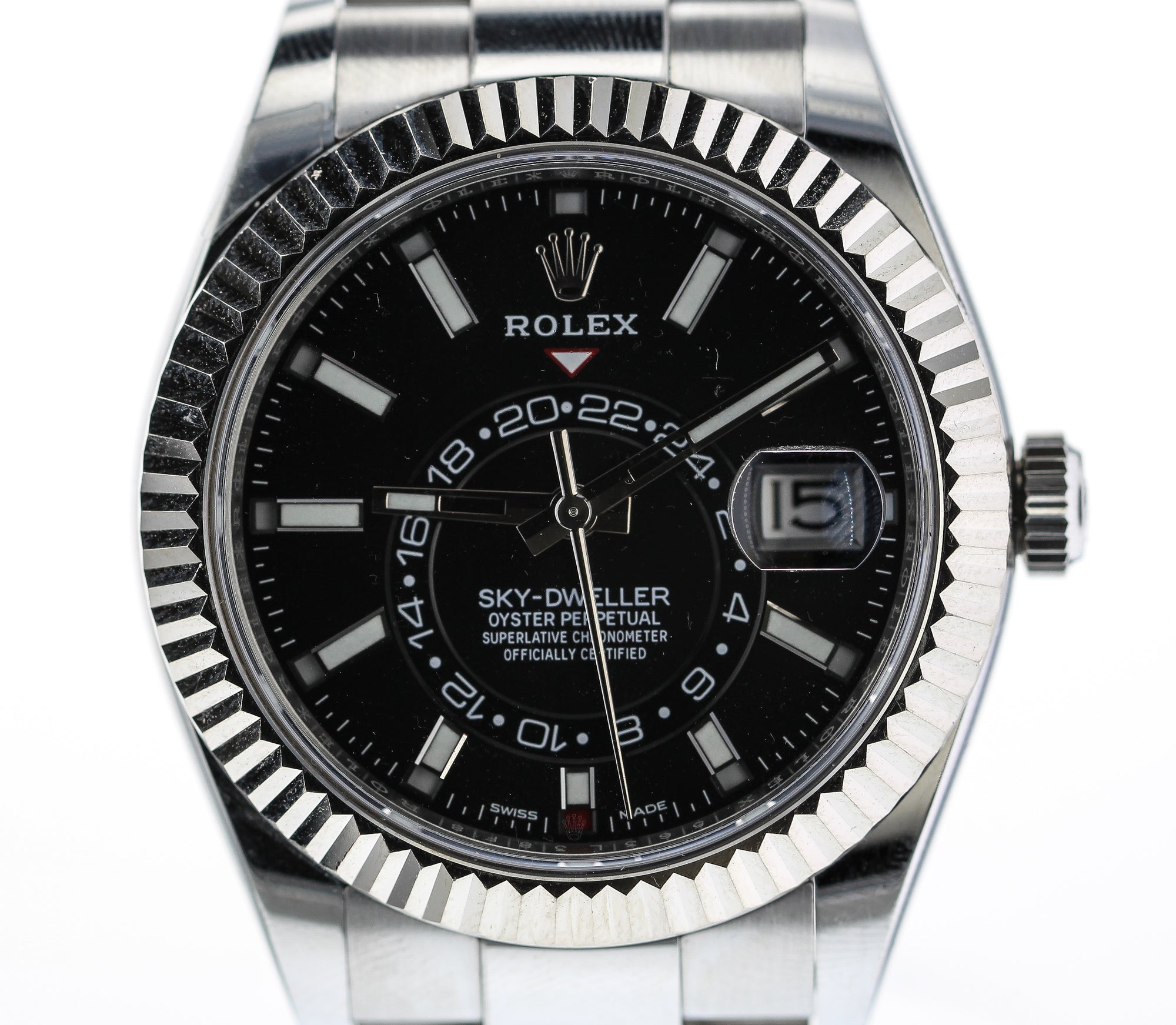 rolex sky dweller stainless steel black dial