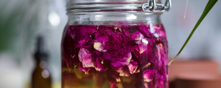 Rose petals in oil
