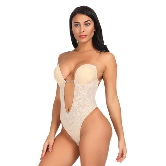 u plunge strapless backless bodysuit shapewear