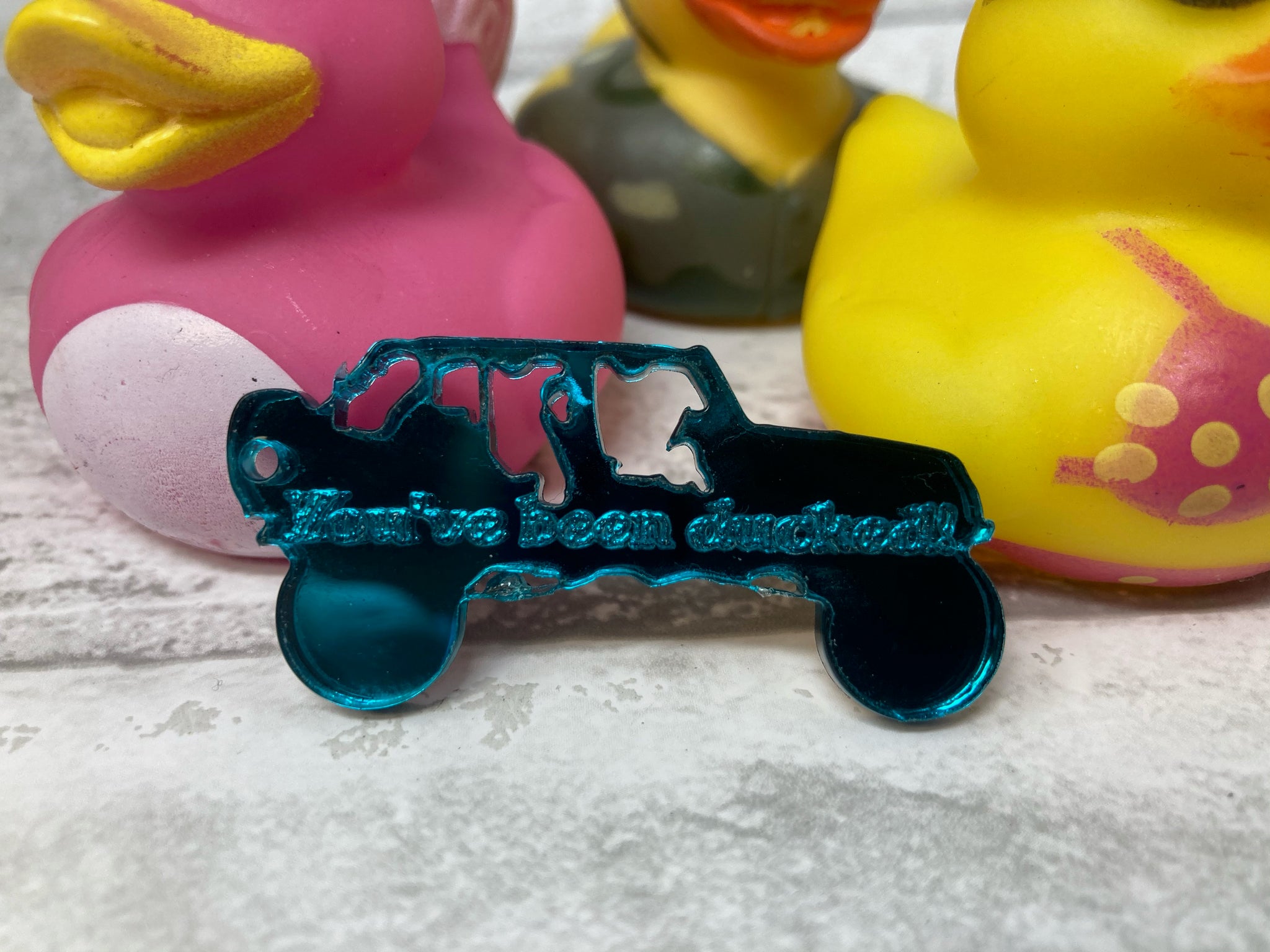 You've been ducked! Jeep Wrangler duck duck Jeep mirrored acrylic teal