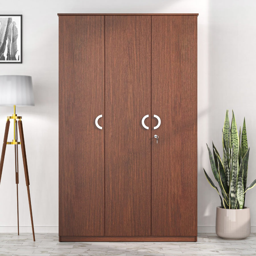 Nilkamal Massif 3 Door Wardrobe (Urban Walnut) - Nilkamal Furniture